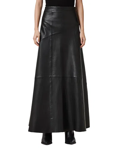 Allsaints Giana Maxi Leather Skirt In Black