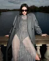 Allsaints Giana Open Stitch Midi Dress In Silver