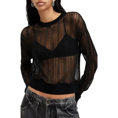 Allsaints Giana Open Stitch Sweater In Black