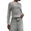 Allsaints Giana Long Sleeve Open Knit Sweatshirt In Silver