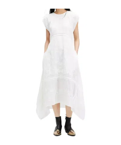 Allsaints Gianna Embroidered Midi Dress In White