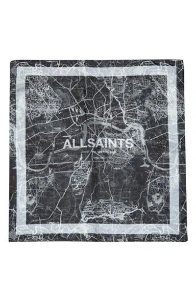 Allsaints Gianna Silk Square Scarf In Blue
