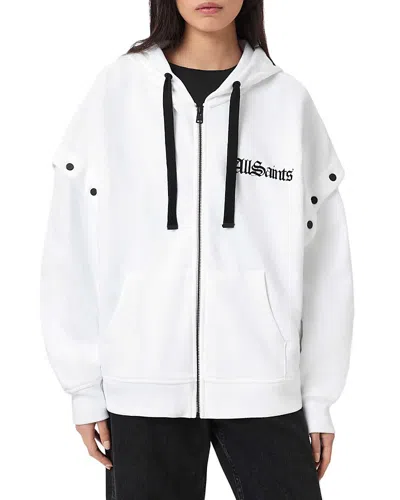 Allsaints Gig Amphia Zippered Hoodie In White