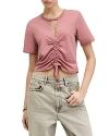 Allsaints Gigi Cutout Drawstring Tee In Ash Rose Pink