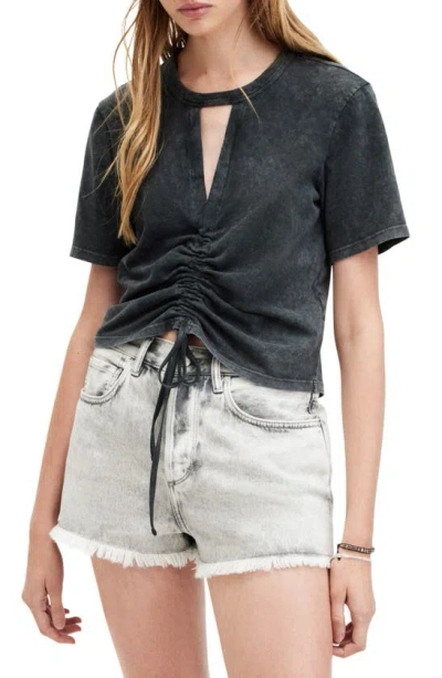 ALLSAINTS GIGI CUTOUT RUCHED FRONT COTTON T-SHIRT