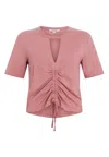Allsaints Gigi Cutout Drawstring Tee In Pink