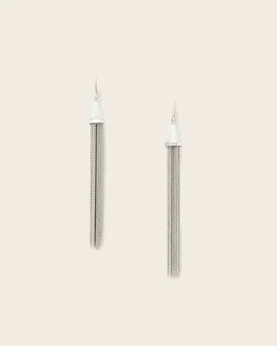 Allsaints Gina Multi Chain Fringe Earrings In Metallic