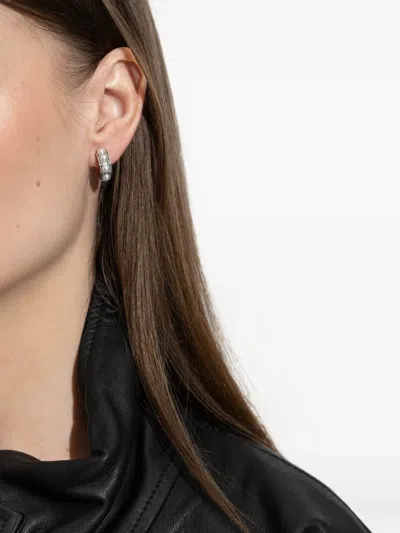 Allsaints Imitation Pearl Small Huggie Earrings In Silver