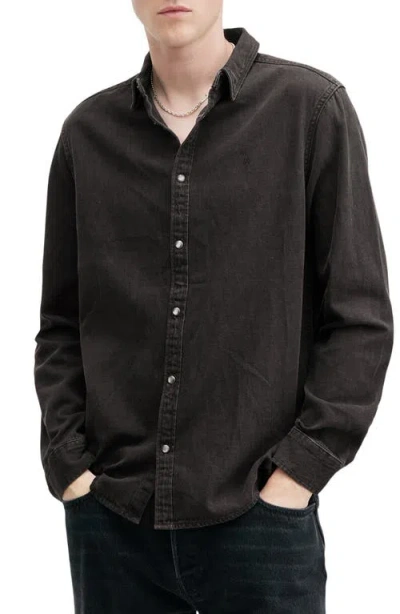ALLSAINTS ALLSAINTS GLEASON COTTON DENIM SNAP-UP SHIRT