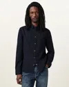 Allsaints Gleason Press Stud Ramskull Denim Shirt In Blue Black