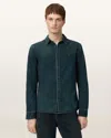 Allsaints Gleason Ramskull Denim Shirt In Green