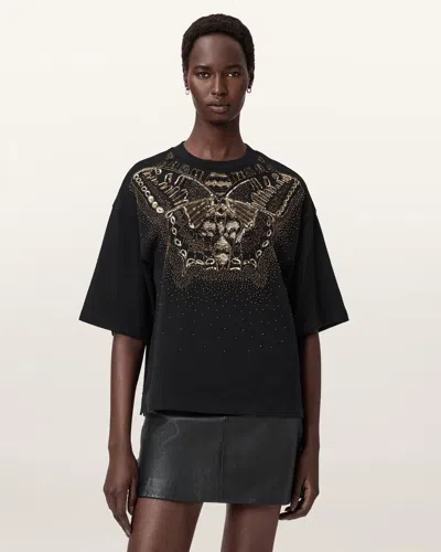 Allsaints Glide Amelie Embellished T-shirt In Black