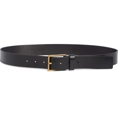 Allsaints Glossy Leather Belt In Black / Antique Brass