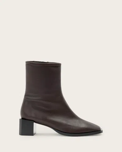 Allsaints Goat Leather Avril Leather Ankle Boots In Brown
