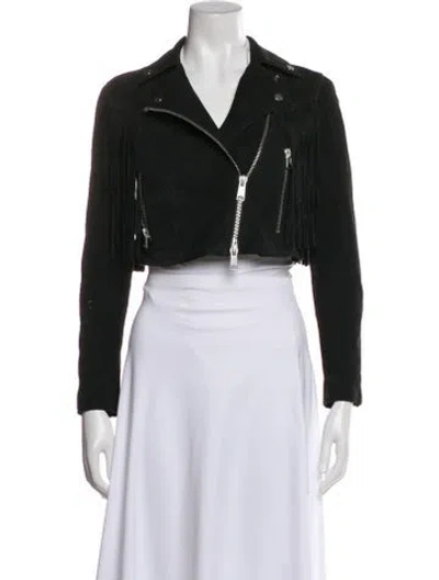 Pre-owned Allsaints Goat Leather Biker Jacket In Black