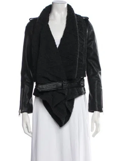 Pre-owned Allsaints Goat Leather Biker Jacket In Black