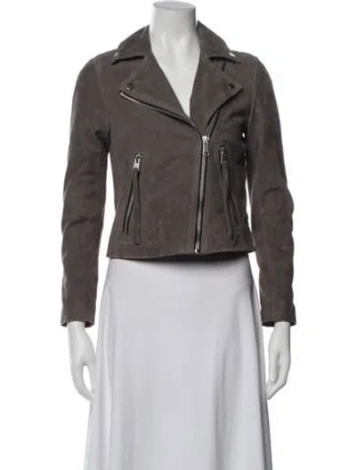 Pre-owned Allsaints Goat Leather Biker Jacket In Brown