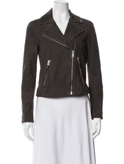 Pre-owned Allsaints Goat Leather Biker Jacket In Green