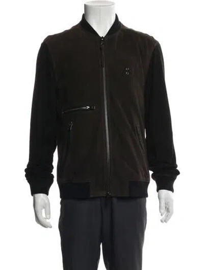 Pre-owned Allsaints Goat Leather Bomber Jacket In Black
