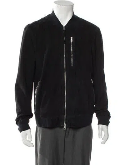 Pre-owned Allsaints Goat Leather Bomber Jacket In Black