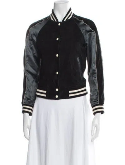 Pre-owned Allsaints Goat Leather Bomber Jacket In Black