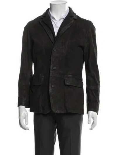 Pre-owned Allsaints Goat Leather Coat In Green