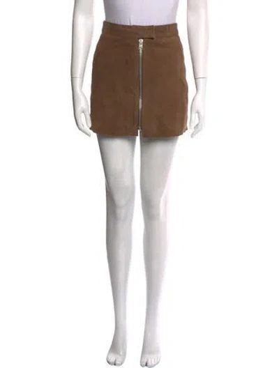 Pre-owned Allsaints Goat Leather Knee-length Skirt In Brown