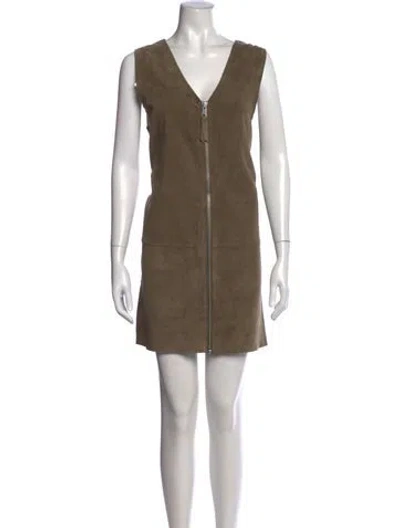 Pre-owned Allsaints Goat Leather Mini Dress In Brown