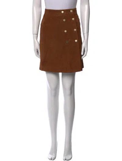 Pre-owned Allsaints Goat Leather Mini Skirt In Brown