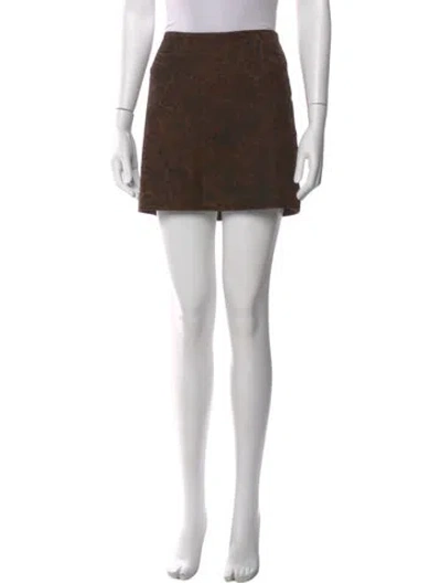 Pre-owned Allsaints Goat Leather Mini Skirt In Brown