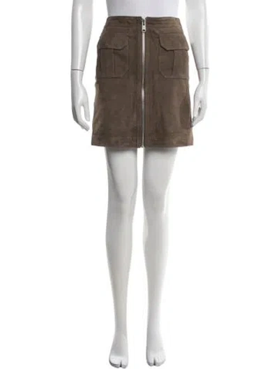 Pre-owned Allsaints Goat Leather Mini Skirt In Brown