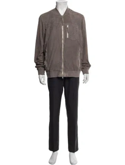 Pre-owned Allsaints Goat Leather Overcoat In Neutral