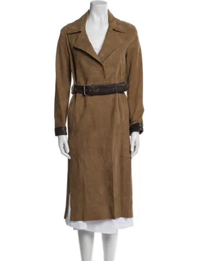 Pre-owned Allsaints Goat Leather Trench Coat In Neutral