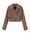 Allsaints Womens Mole Brown Ophelia Dropped-shoulder Belted-waist Suede Jacket Xs In Brown
