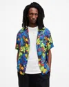 Allsaints Goldfarb Floral Print Relaxed Fit Shirt In Jet Black