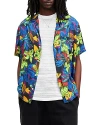 Allsaints Goldfarb Floral Print Relaxed Fit Shirt In Jet Black