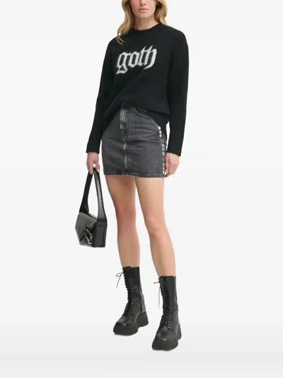 Allsaints Goth Intarsia-print Sweater In Black
