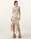 Allsaints Womens Adena Soft Pin Grace Floral-print Stretch-woven Midi Dress In Adena Soft Pink