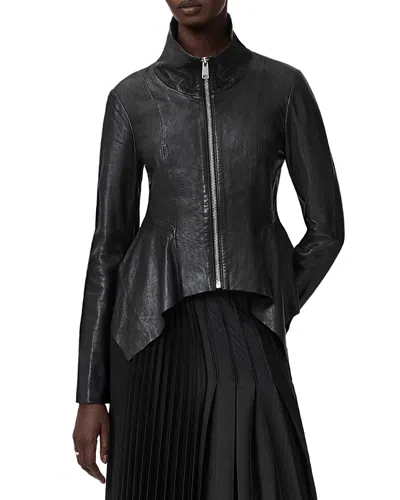 Allsaints Grace Leather Biker Jacket In Black