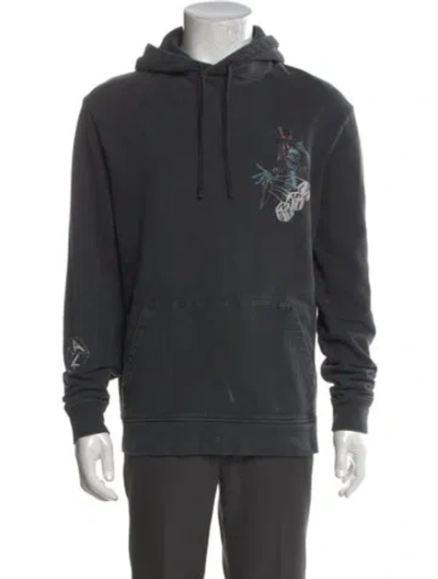 Pre-owned Allsaints Graphic Print Crew Neck Hoodie In Black