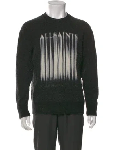 Pre-owned Allsaints Graphic Print Crew Neck Pullover In Gray