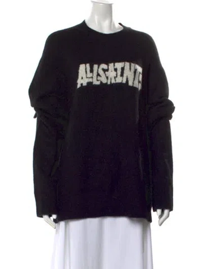 Pre-owned Allsaints Graphic Print Crew Neck Sweater In Black