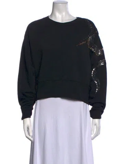 Pre-owned Allsaints Graphic Print Crew Neck Sweater In Black