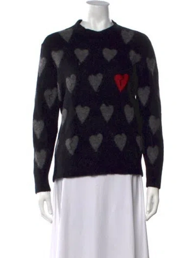 Pre-owned Allsaints Graphic Print Crew Neck Sweater In Black