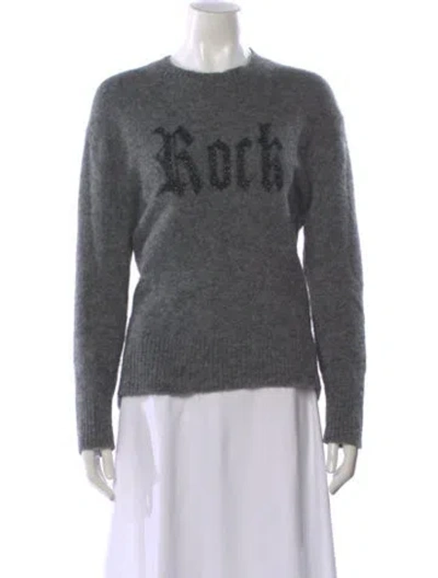 Pre-owned Allsaints Graphic Print Crew Neck Sweater In Gray