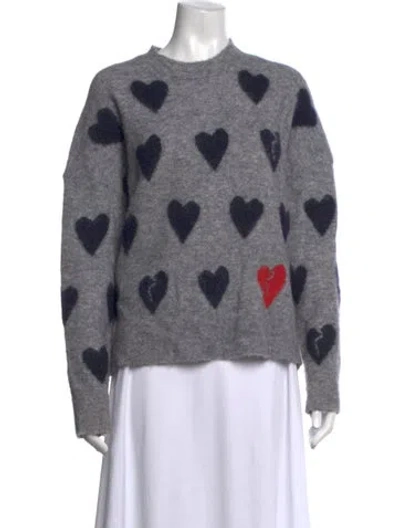 Pre-owned Allsaints Graphic Print Crew Neck Sweater In Grey