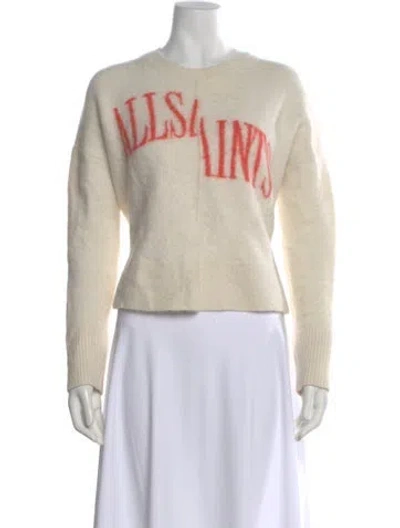 Pre-owned Allsaints Graphic Print Crew Neck Sweater In Neutral