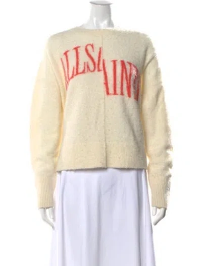 Pre-owned Allsaints Graphic Print Crew Neck Sweater In Neutral