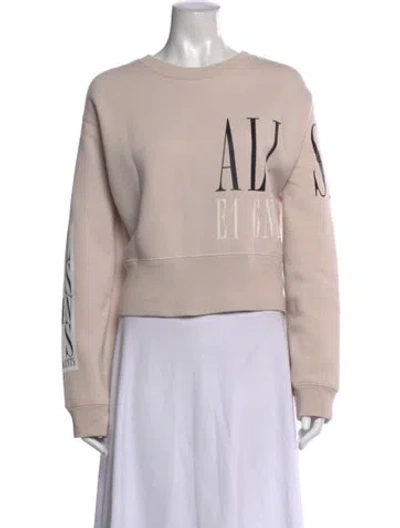 Pre-owned Allsaints Graphic Print Crew Neck Sweater In Neutrals