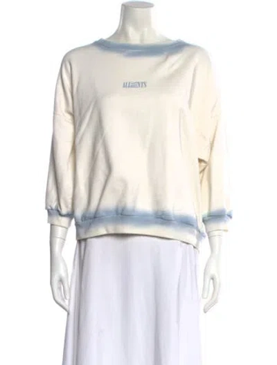 Pre-owned Allsaints Graphic Print Crew Neck Sweater In White